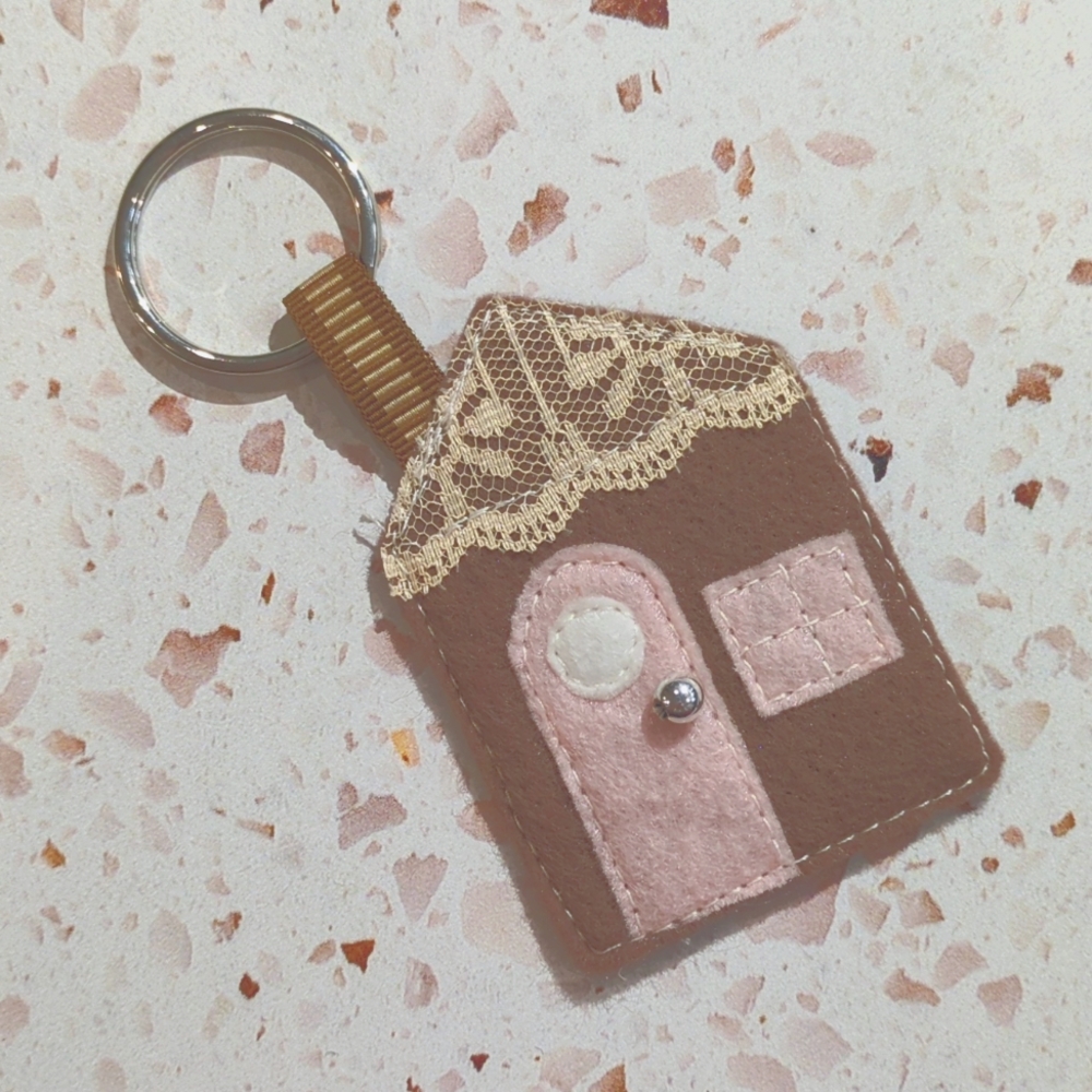 No Place Like Home Cute Cottage Handcrafted Key Fob Ribbon Beads Lace | New #2
